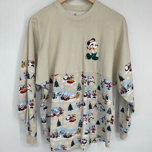 Disney Spirit Jersey Small Let It Snow Cream Winter Christmas Mickey & Minnie